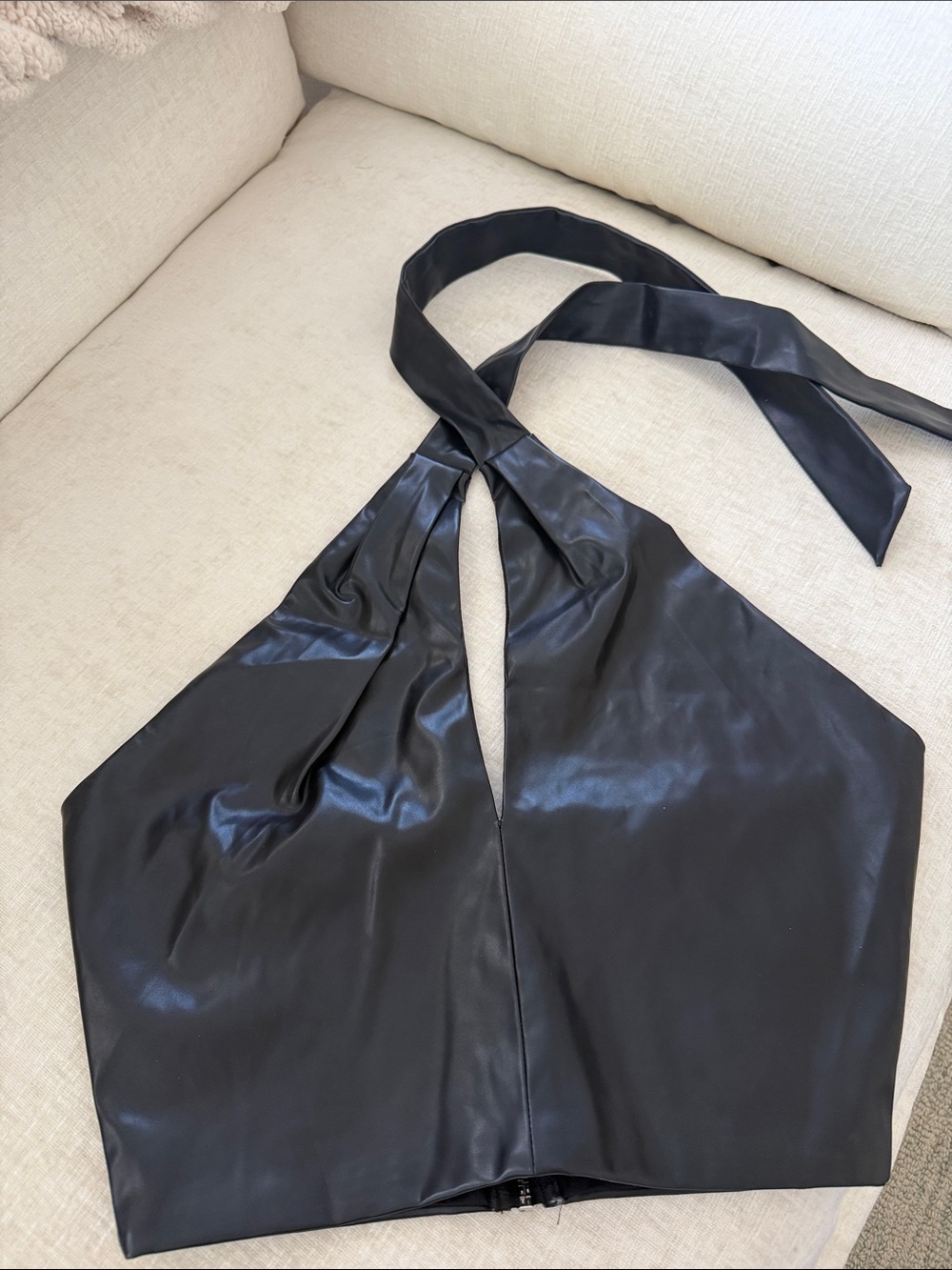 Windsor Black Halter Tie-Neck Crop Top